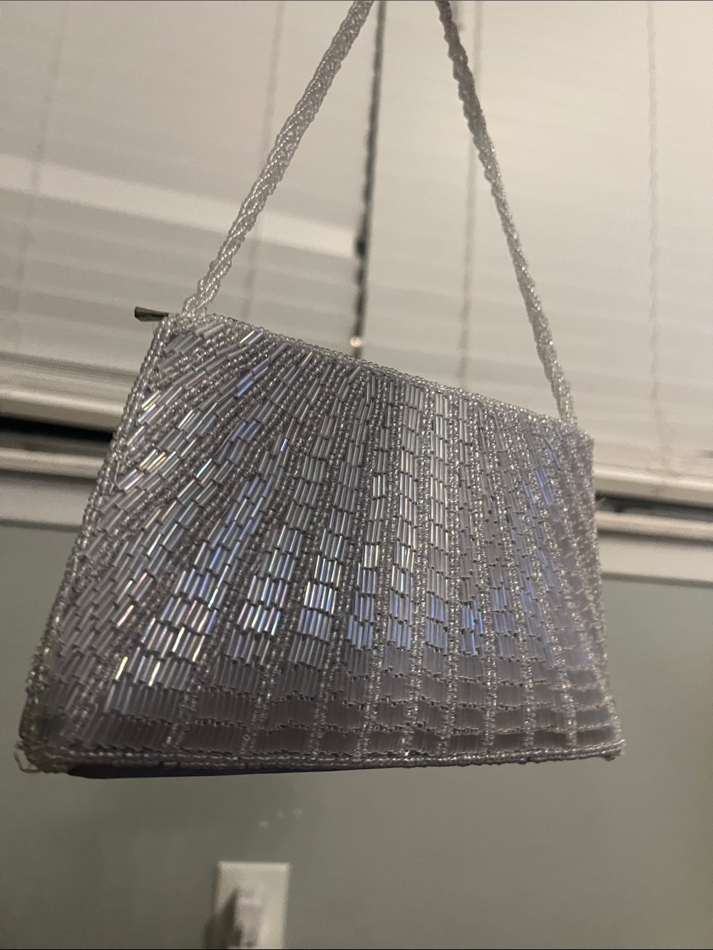 Beaded White Evening Shoulder Bag - Picture 3 of 5